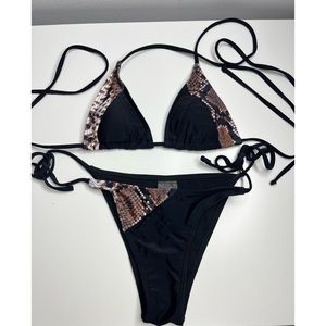 Matte Collection Black/Snake 2 Piece Bikini M